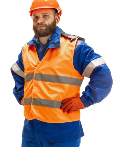 Handsome contractor, builder isolated over white studio background